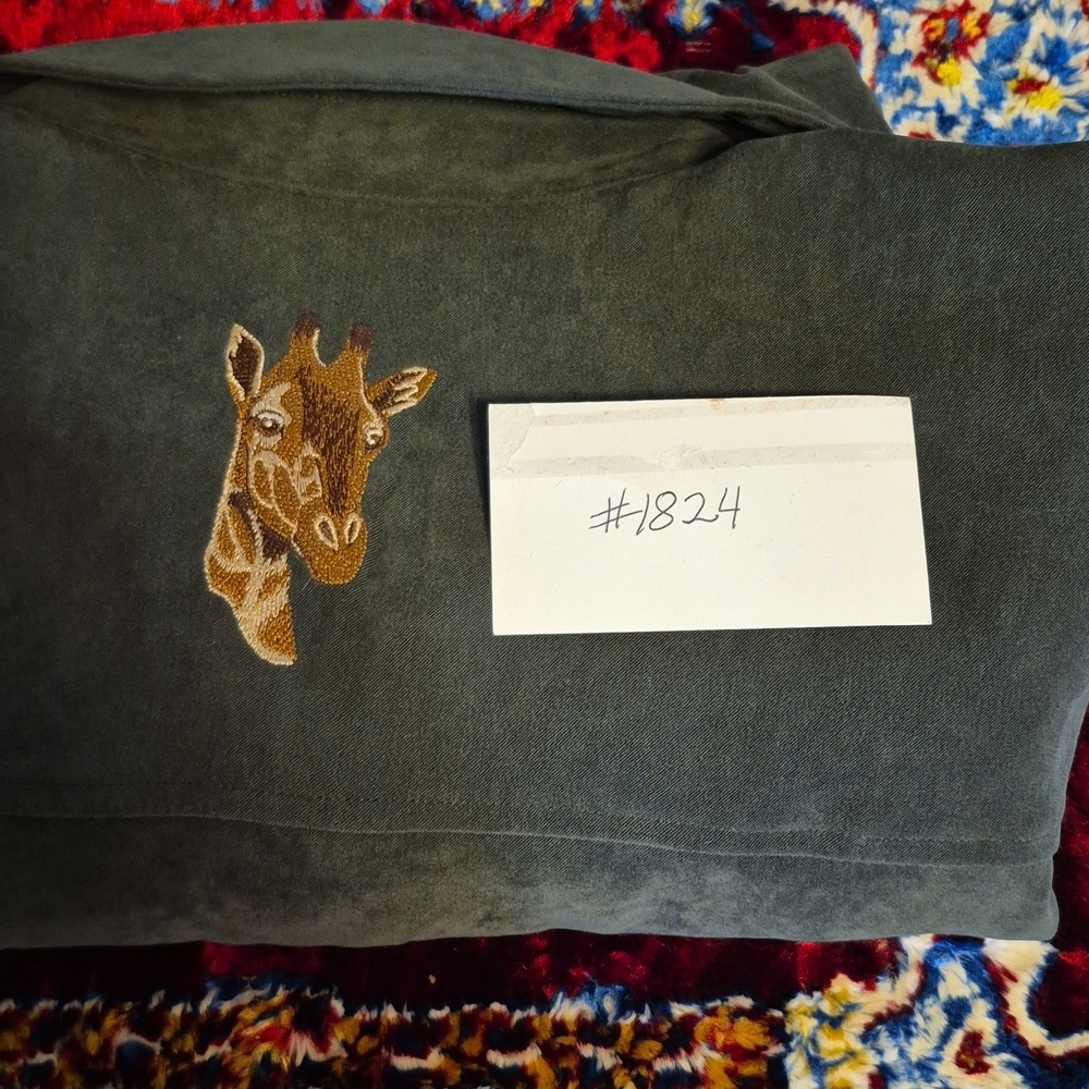 Quacker Factory Vintage Green Faux Suede Embroidered Giraffe Motif.(#1824) Sz.L. - Picture 15 of 15